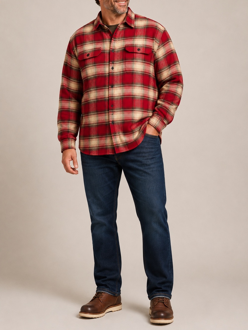 ORVIS Men Heavyweight Flannel Shacket XXL Button Down Shirt Jacket Utility Chore